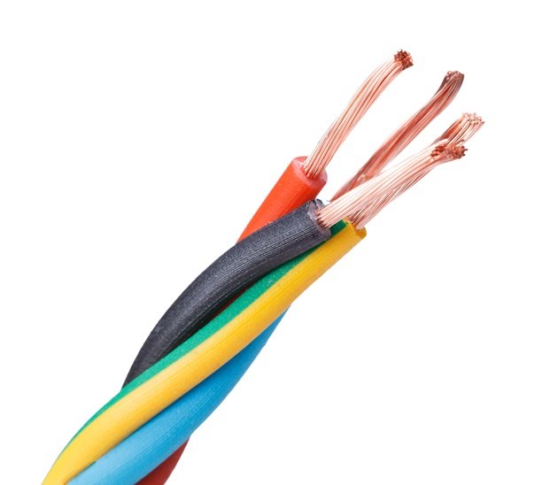 Electrical cables bonded together with insulation that protects the copper which carries the current around the circuit.